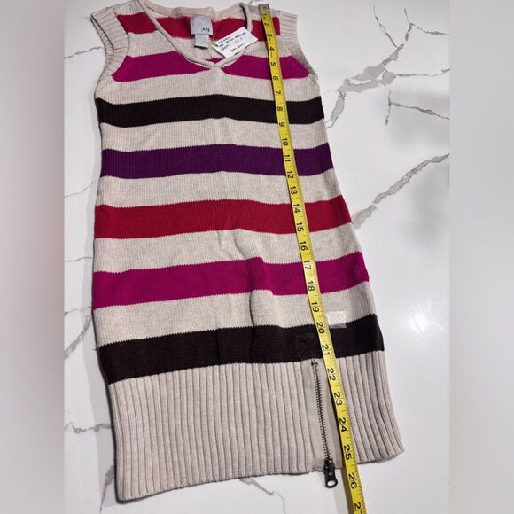 Old Navy | Girls Tan Red Pink Brown Striped Sleeveless Knit Sweater Dress Size S - Picture 14 of 14
